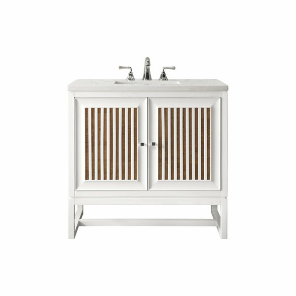 James Martin Vanities Athens 30in Single Vanity, Glossy White w/ 3 CM Carrara White Top E645-V30-GW-3CAR